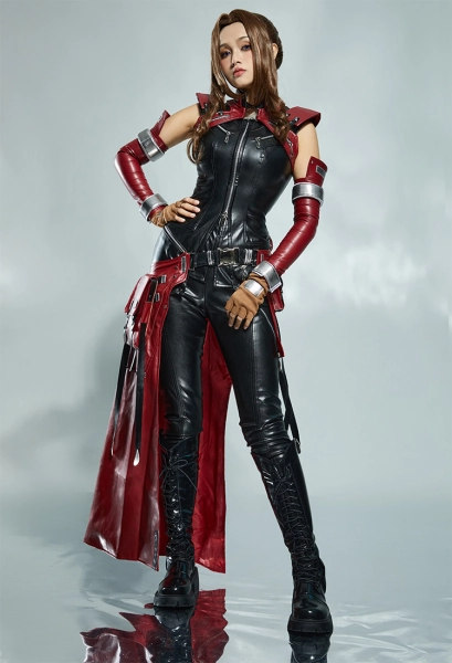 [Last Batch] Aerith Cosplay Costume Black Top and Pants with Skirt and Vest