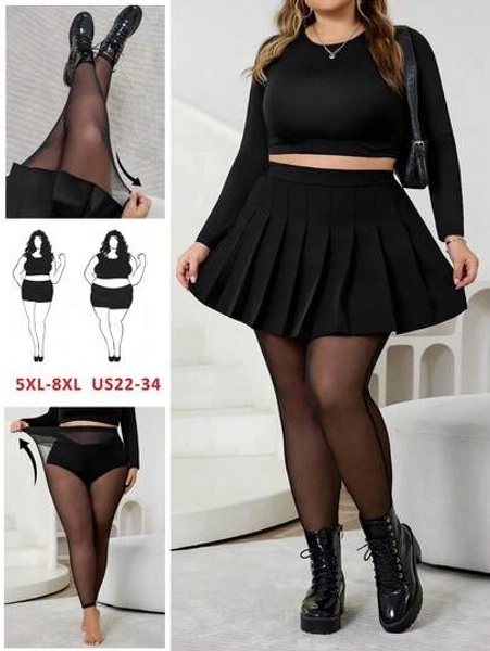 SHEIN CURVE+ Plus Size Women Sheer Mesh Leggings/2026 /New Year