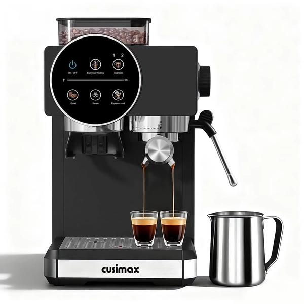CUSIMAX 20āBar Espresso Machine with Builtāin Grinder & Milk Frother ā ProfessionalāGrade Cappuccino & Latte Maker with Large Removable Water Tank for Home Baristas - Walmart.com