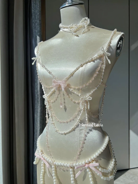 Danseuse Whole-body Pearl Bow Diamond Chain Mermaid Corset Bra Top Cosplay Costume Patent-protected - Etsy Brazil