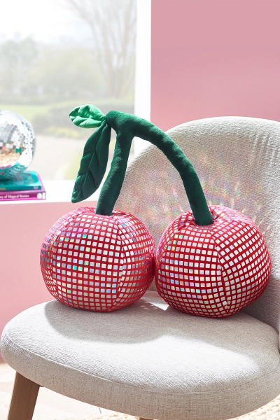 'Disco Cherries' 3D Shaped Cushion