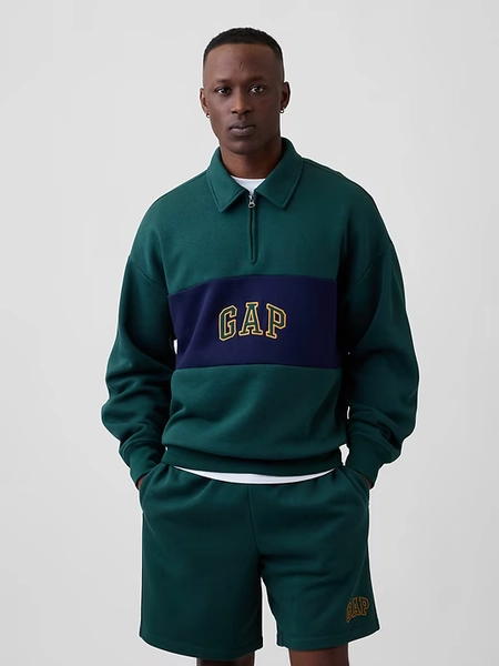 Oversized Gap Logo Quarter-Zip Sweatshirt
