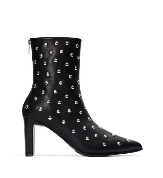 Mino Black Leather & Hardware Heeled Boots
