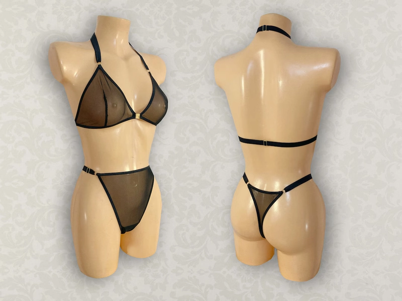 Retro Ultra High Cut Strappy Brief and Triangle Bra (purchase Separately or as a Set) - Etsy UK