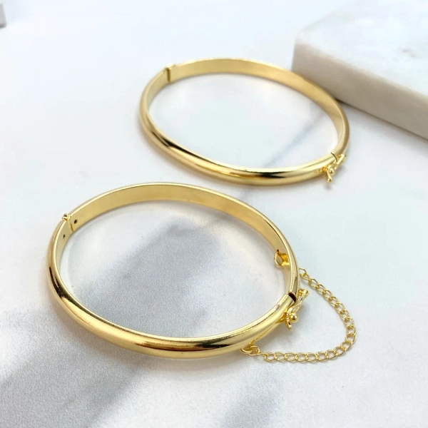 18k Gold Filled Bangle Bracelets With Safety Clasp & Chain, or Without Chain, Different Sizes, Wholesale Jewelry - Etsy