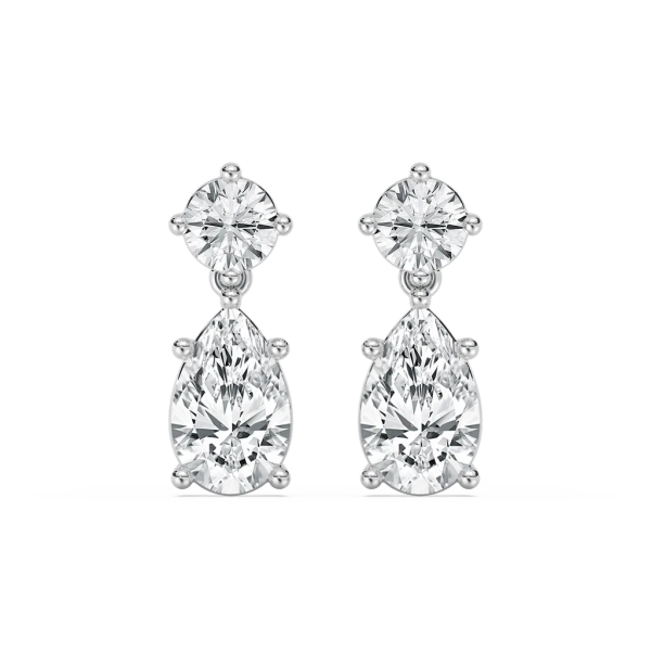 2 ⁵⁄₈ ctw Pear and Round Lab Grown Diamond Drop Earrings