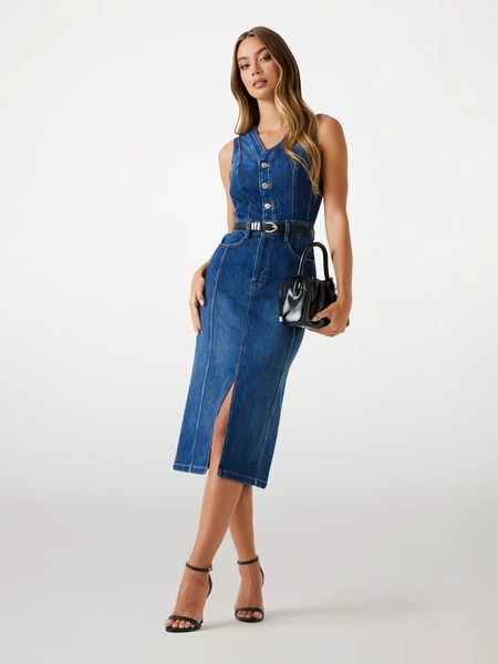 Mittellanges Bodycon-Jeanskleid