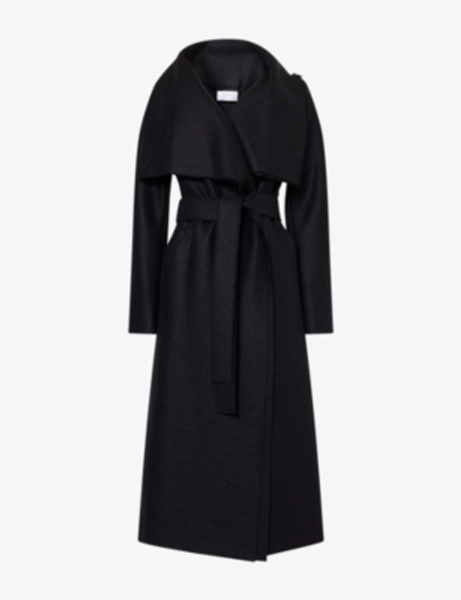 Wide-Lapel Belted Wool Coat - 12