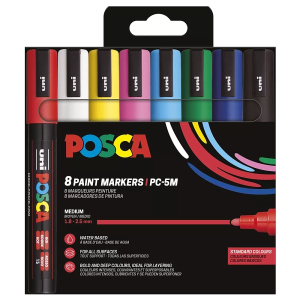 Marker Basiskleuren Medium 1,8-2,5mm 8 Stuks