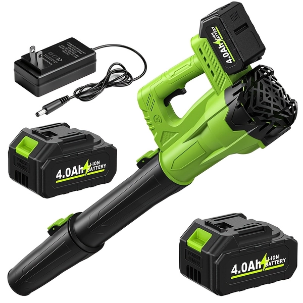 TEMU Leaf Blower Cordless, Electric Leaf Blower With 4.0ah Battery, Charger And Extended Nozzle, 650 Cfm & 280 Mph Handheld Battery Blowers, 21v