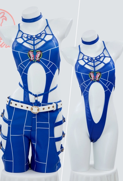 Jolyne Derivative Lingerie Set Cutout Bodysuit and Long Pants with Belt Cosplay Costume