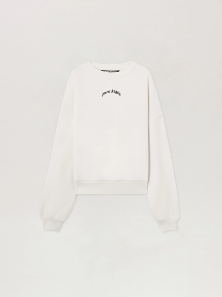 PALM ANGELS Back Curved Logo Loose Sweatshirt - Man Sweatshirts & Hoodies Off White Black M M