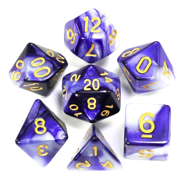 Kit 7 Dados Rpg Duas Cores Mescladas Dnd D4 A D20 Tormenta