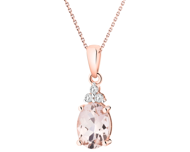 14 K Rhodium Plated Rose Gold Pendant - fineness 14 K