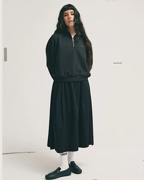 Script Logo Mock Neck Sweatshirt en Black | Vans CA