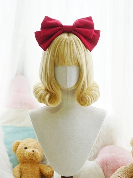 Blonde 28CM Short Wig With Full Bangs