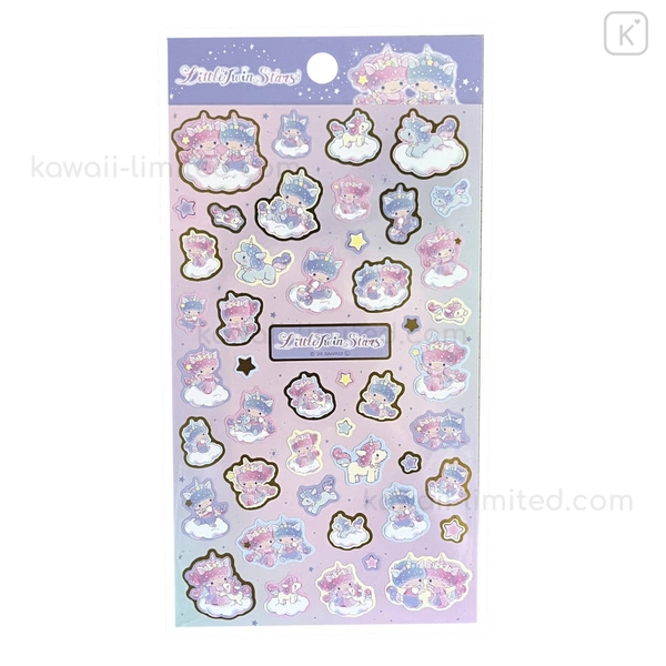 Japan Sanrio Gold Accent Sticker - Little Twin Stars : Unicorn Party