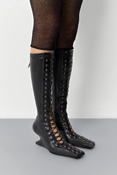 Shana Boots - Black Stretch Nappa Leather