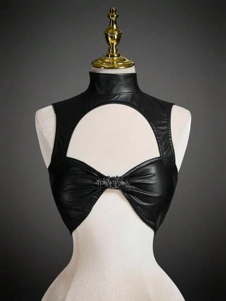 SHEIN ICON Chaleco sin mangas sexy con decoración metálica hueca para mujer en Halloween