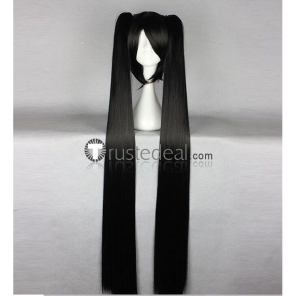 BLACK ROCK SHOOTER Long Black Ponytails Cosplay Wig 120cm