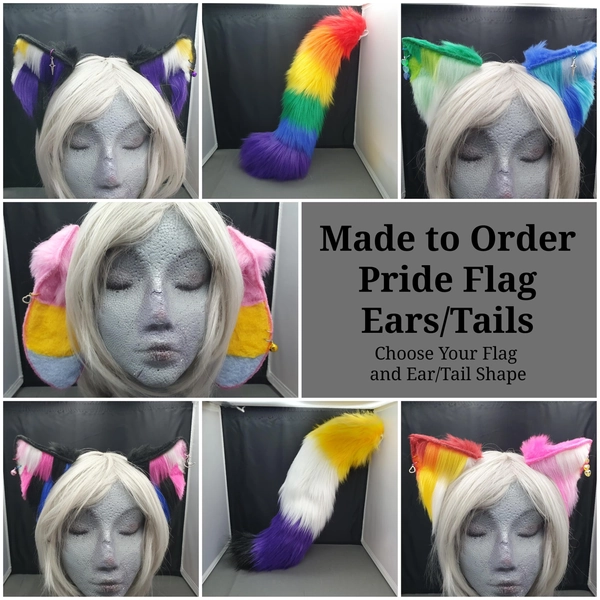 Made to Order - Pride Flag Ears and Tails, Choose Your Flag and the Shape of Ears or Tail, Limited Flags/Shapes Due to Construction so Sorry