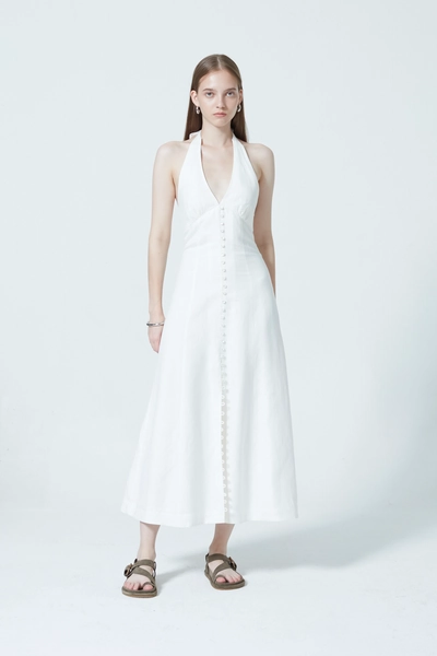 LINEN HALTER NECK DRESS