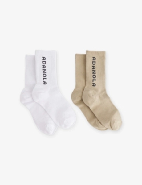 Logo-Intarsia Ribbed Pack of Two Cotton-Blend Socks