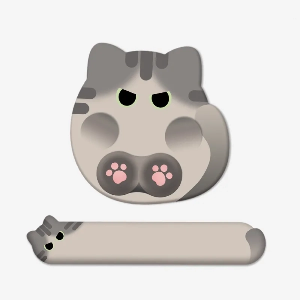 Cute Gray Cat Mouse Pad Wrist Rest Grey Cat Keyboard Pad - Long Keyboard Rest