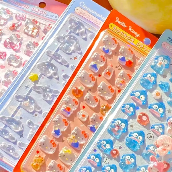 Leuke Anime Hellokitty Kuromi Cinnamoroll 3D Sanrio Stickers Transparant Jelly Crystal Decoratieve Sticker Telefoon Case DIY Kinderen Speelgoed - AliExpress 26