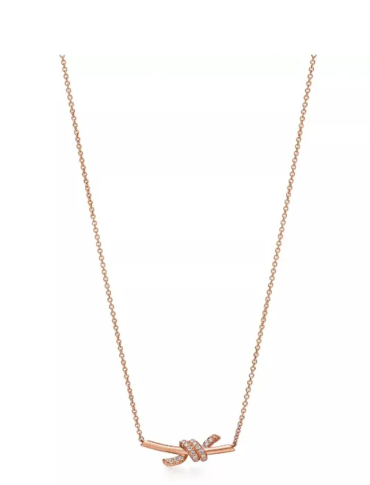 Tiffany Knot Small Pendant in Rose Gold with Diamonds