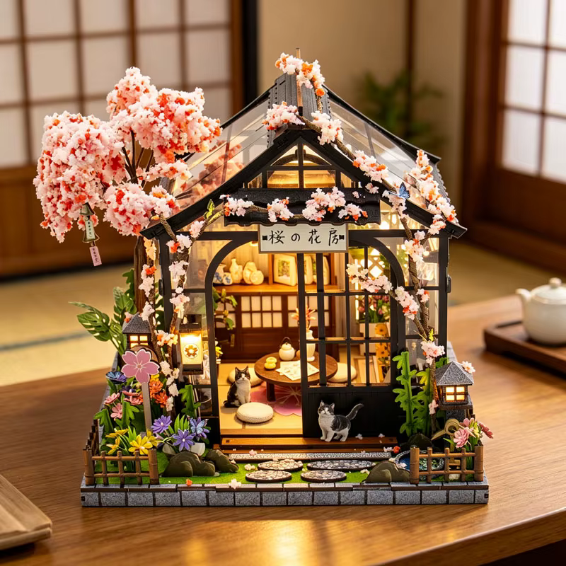 Japanese Sakura Tea House | Wooden Dollhouse