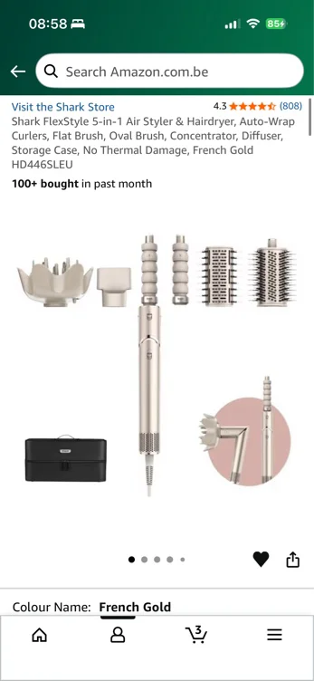 Shark FlexStyle 5-in-1 Air Styler & haardroger, auto-wrap krullen, platte borstel, ovale borstel, concentrator, diffuser, opbergdoos, zonder thermische schade, Frans goud HD446SLEU : Amazon.com.be: Gezondheid en persoonlijke verzorging