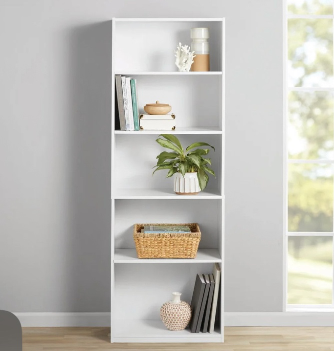 5 Shelf Bookcase - White 