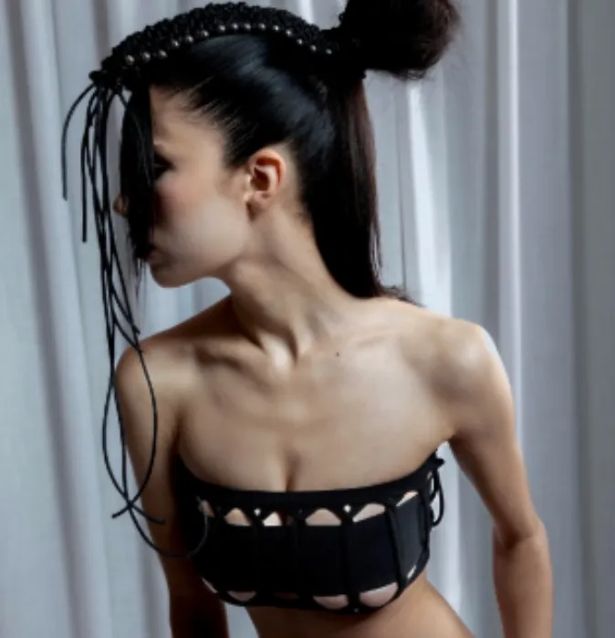Knotted Knit Strapless Top - Black | Shawna Wu | M 