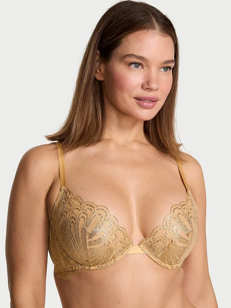 Laces Out Embroidery Unlined Demi Bra