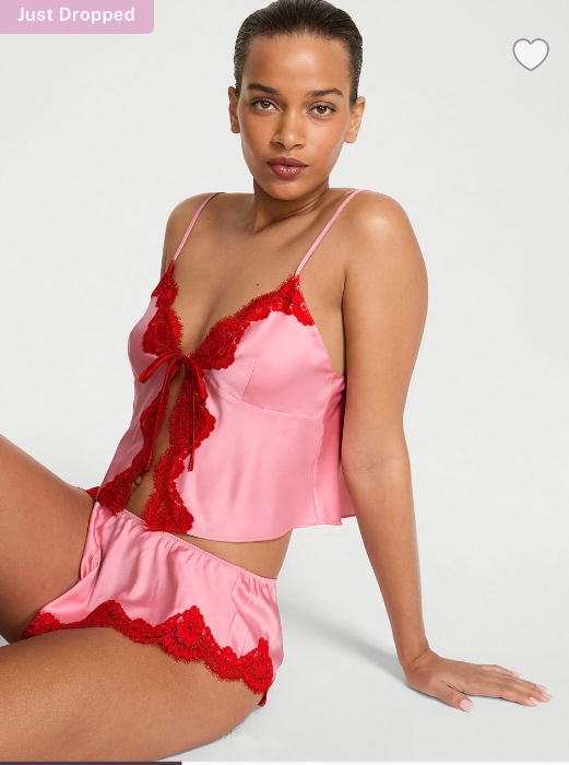 Buy Satin Lace-Trim Flyaway Cami & Flutter Shorts Set - Order Cami Sets online 1127648100 - Victoria's Secret US