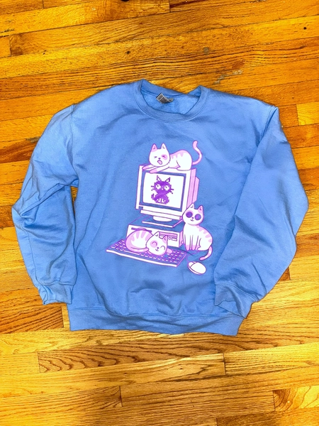 Computer cats crewneck sweatshirt