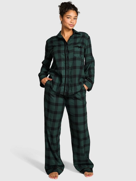 Deep Forest Green Christmas Tartan Christmas Flannel Pyjamas Set