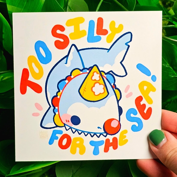 Too Silly for the Sea Clown Shark Mini Print - Etsy