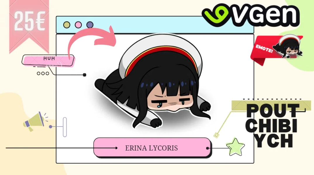 YCH Chibi / Emote - Pout by ErinaLycoris 💫🎀 Gojo girlie ~ (@ErinaLycoris)