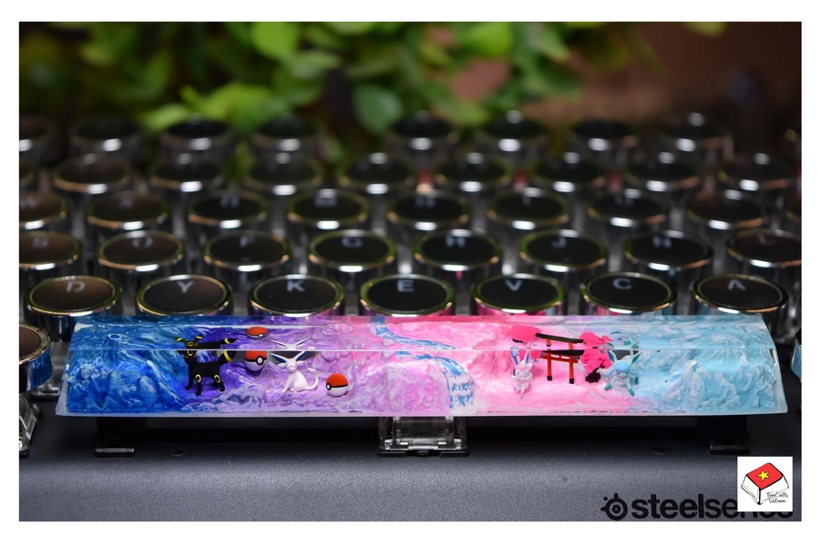 Umbreon, Espeon, Sylveon, Glaceon resin spacebar keycap by DyKeys (etsy)