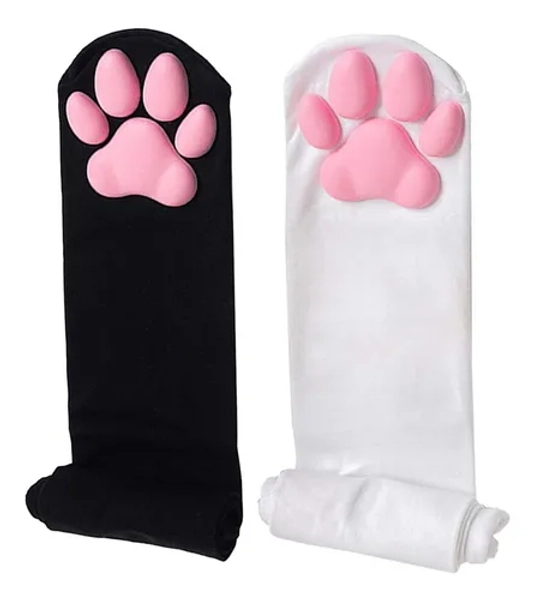 Cute Cat Paw Thigh High Socks,3d Cat Claw Pad Stockings Girl
