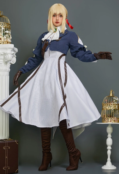 Violet Evergarden Cosplay Costume Lolita Dress and Jacket with Gloves and Socks