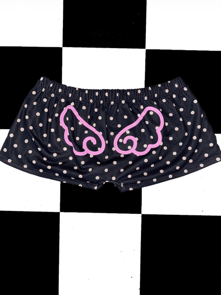 SWEET LORD O'MIGHTY! ANGEL WINGS SHORT IN BLACK POLKA