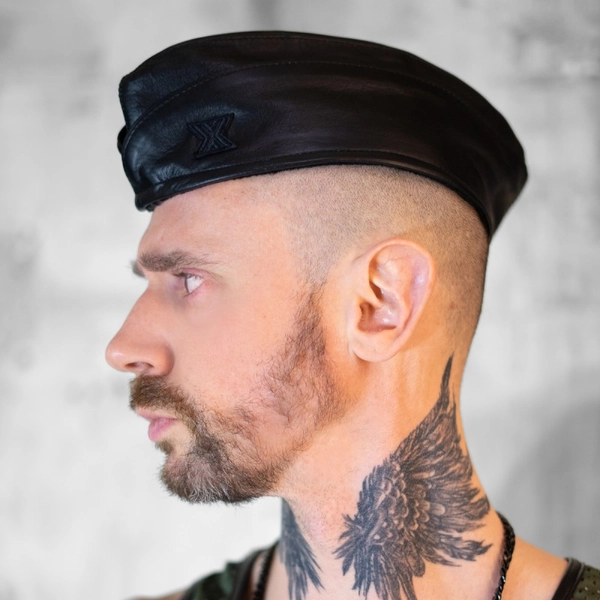 Leather Soldier Cap - All Black