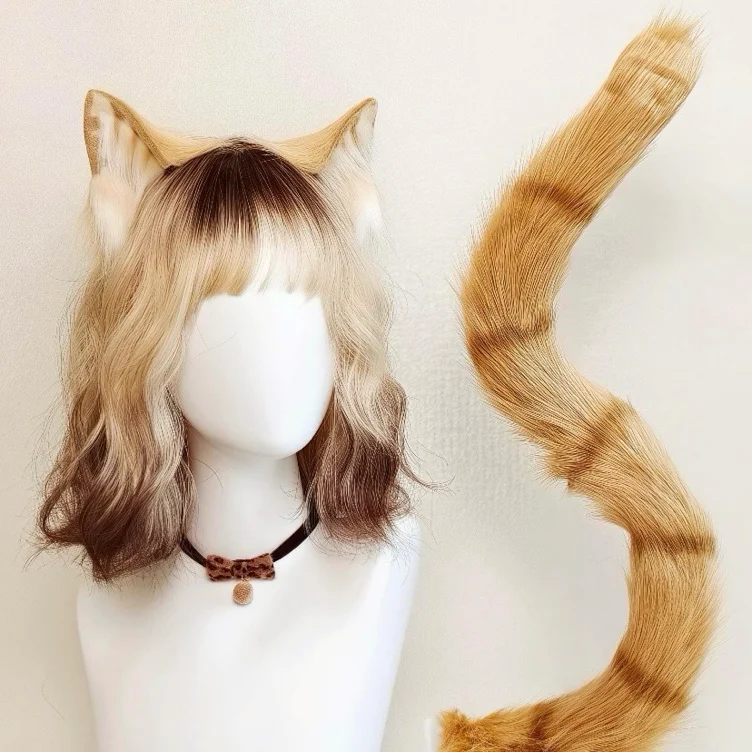 orange kitty ears n tail 