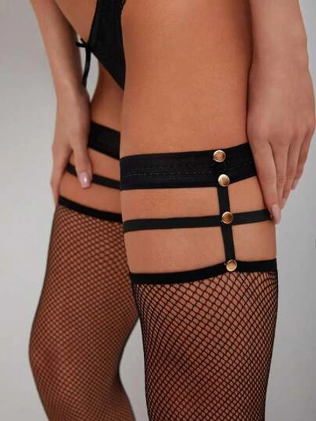 1 pezzo Calze autoreggenti da donna con rivetti cavi, calze sexy e trasparenti sopra il ginocchio, non taglie oversize