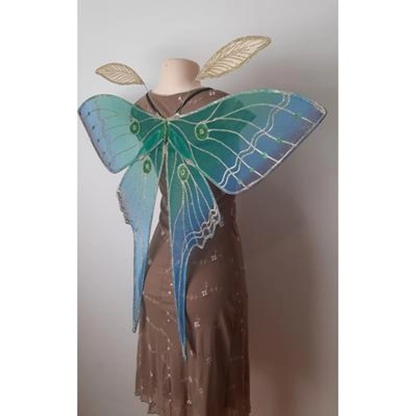 Luna Moon Moth inspired Fairy Wings with Antennae: Adult Fairy Costume | Renfair outfits