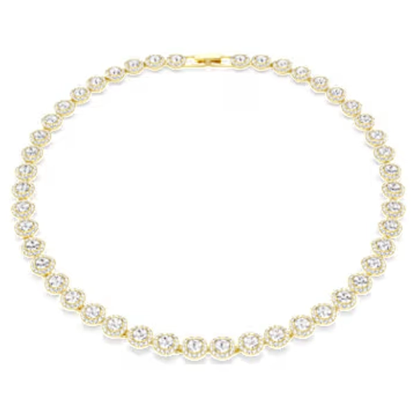 Una Angelic necklace, Round cut, White, 18K gold finish