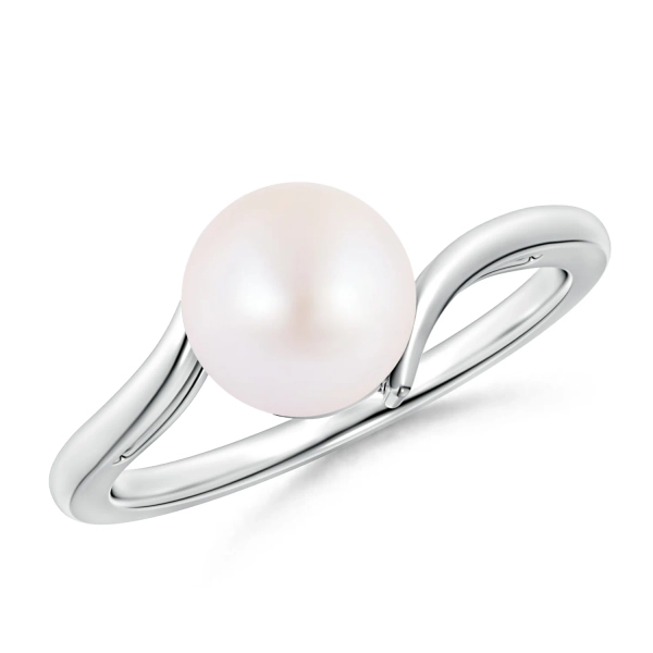 Solitaire Japanese Akoya Pearl Bypass Ring